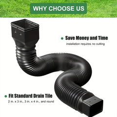 1pc PP Folding Telescopic Drain Pipe Extend Outdoor Drainage