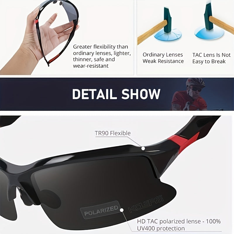 Men's Polarized Sports Sunglasses UV400 Glasses Metal Nose Pad Support