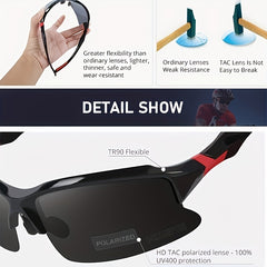 Men's Polarized Sports Sunglasses UV400 Glasses Metal Nose Pad Support