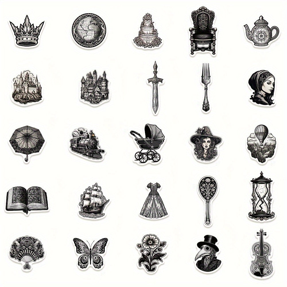 50pcs Medieval Style Phone Case Graffiti Stickers DIY Waterproof Decoration