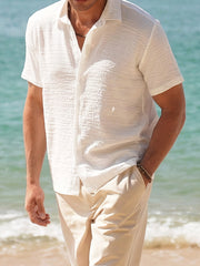 Men's Solid Short Sleeve Shirt for Summer