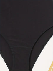 Geometric Print Backless One Piece Swimsuit High Cut Bathing Suit