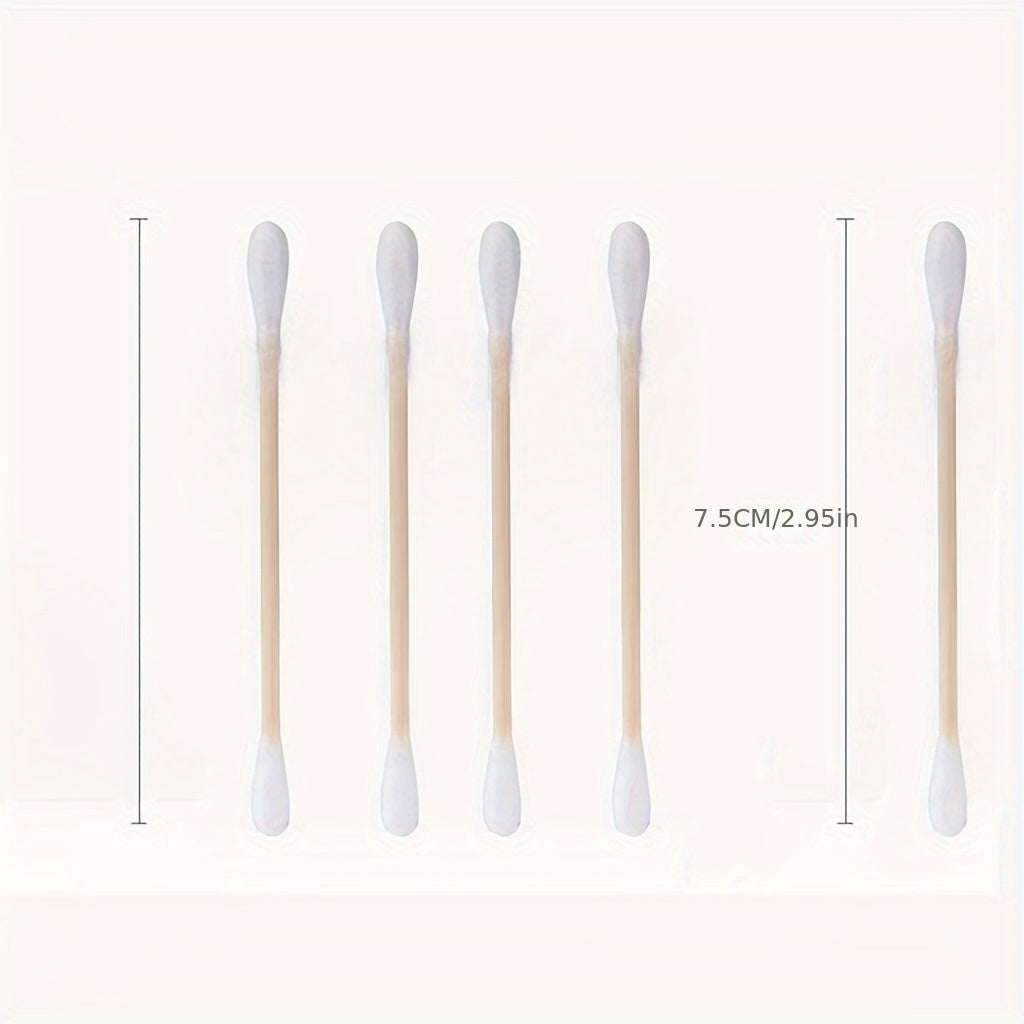500pcs/100pcs Pointed Round Cotton Swabs Disposable Ear Pick Cleaning Sticks