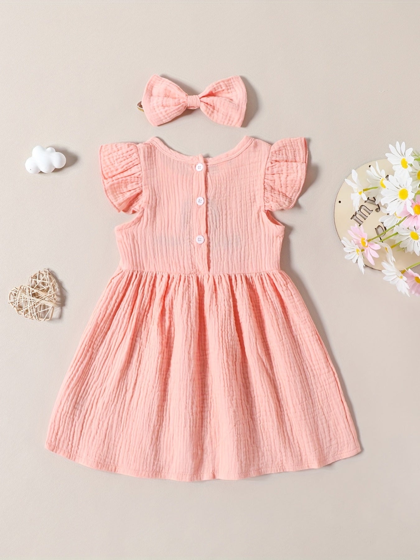 Summer Girls Rainbow Embroidered Puffy Dress