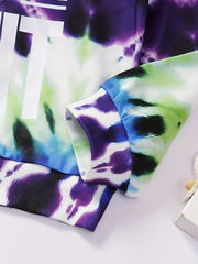 Tie Dye Letter Print Boys Sweatshirt Long Sleeve Crew Neck Tops Kids Clothing