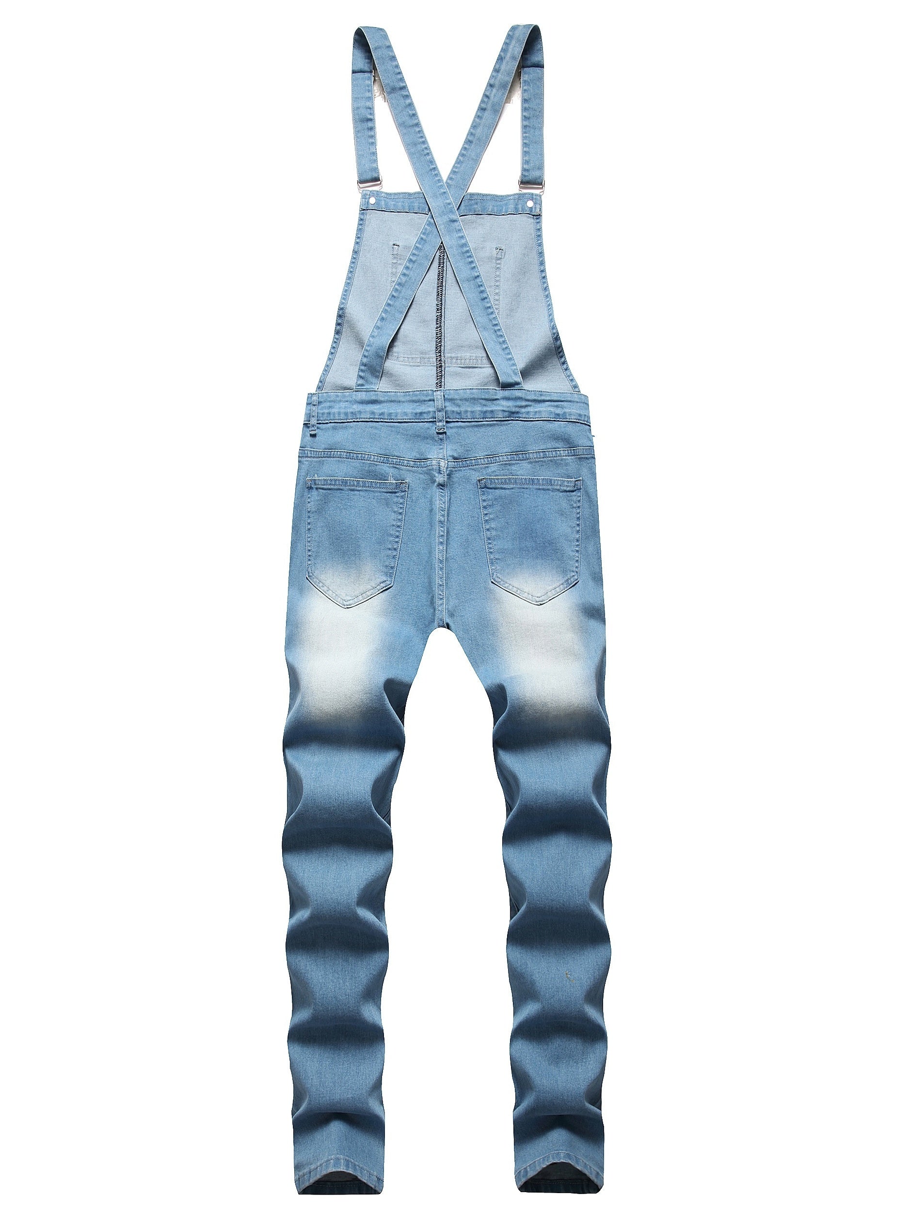 Men's Stretch Distressed Denim Overalls Spring Summer