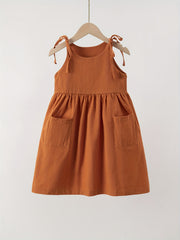 Cute Toddler Girls' Sleeveless Dress with Pockets