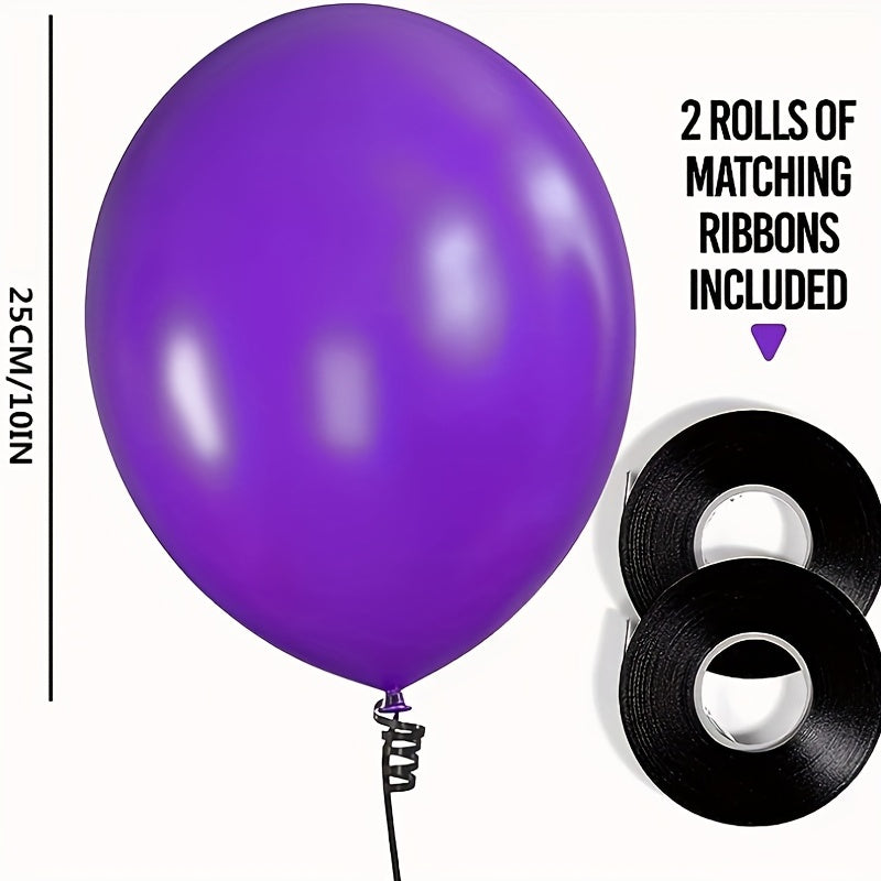 30pcs Halloween Party Balloons in Orange and Purple with Ribbon