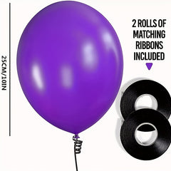 30pcs Halloween Party Balloons in Orange and Purple with Ribbon
