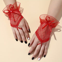 Red Lace Fingerless Gloves for Wedding Party Dress