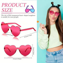 4 Pairs Heart Shape Sunglasses Halloween Party Cosplay Costumes Rimless Glasses