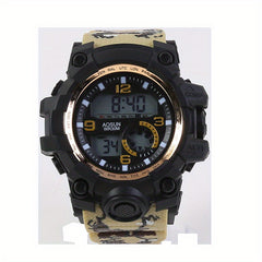 Camouflage Waterproof Sports Watch with Silicone Strap