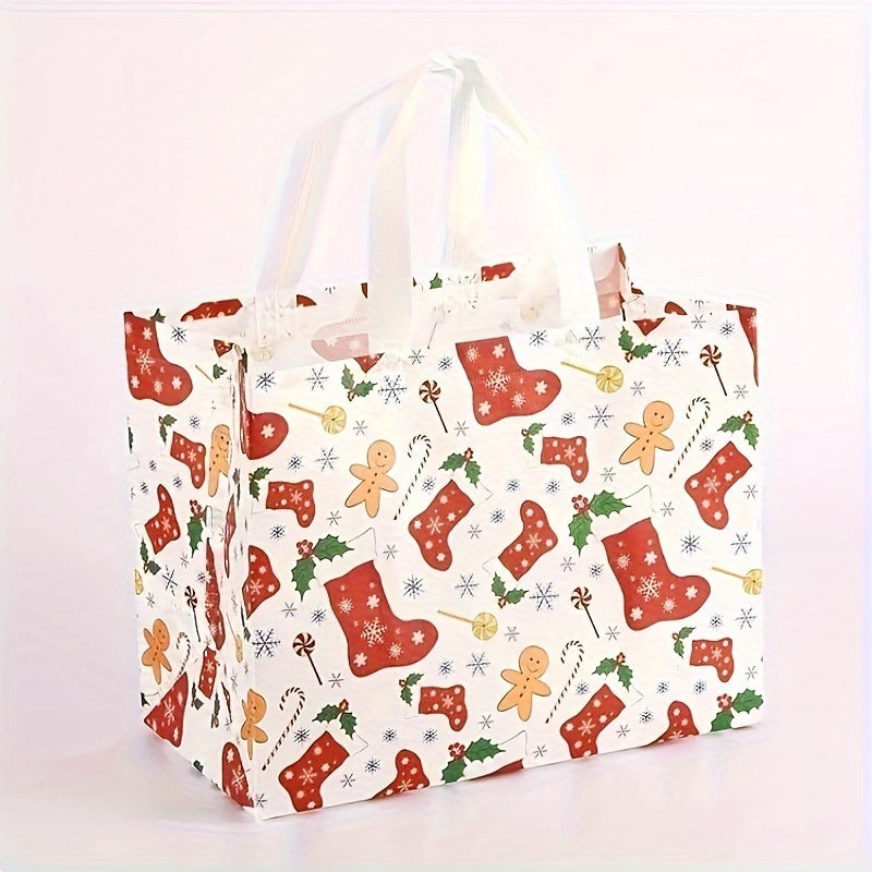 6pcs Printed Christmas Gift Bags Non woven Christmas Tote Bags With Handles