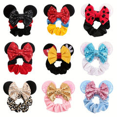 Colorful Sequin Bow Mouse Ear Scrunchies Hair Ties