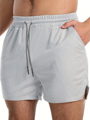 Men's Solid Workout Shorts Active Breathable Drawstring Shorts For Summer