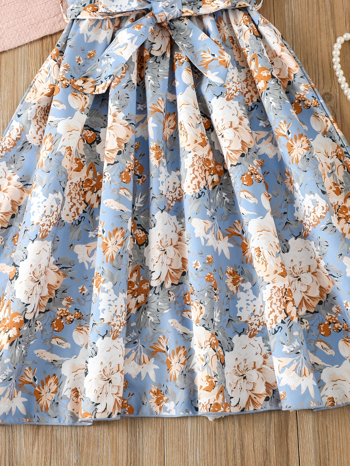 Toddler Girls Sleeveless Ruffle Trim Flowers Graphic Princess Dress