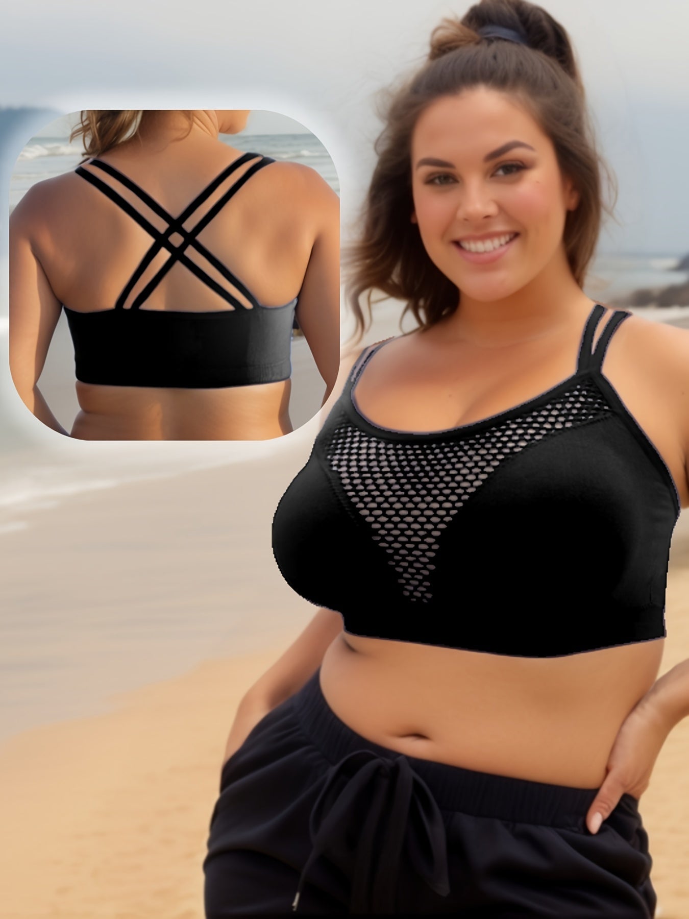 Sports Bra Solid Breathable Criss Cross Fitness Bra