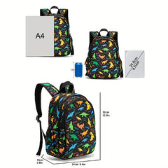Children's Dinosaur Backpack Padded Back Large Capacity Lightweight Travel Bag