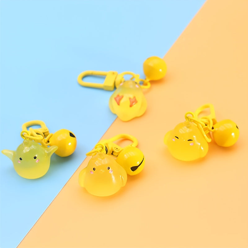 Mini Luminous Peace Chicken Key Chain Cartoon Animal Pendant Keyring