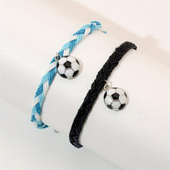 Soccer Charm Bracelets Set Adjustable Wristbands Football Favors Gift for Kids