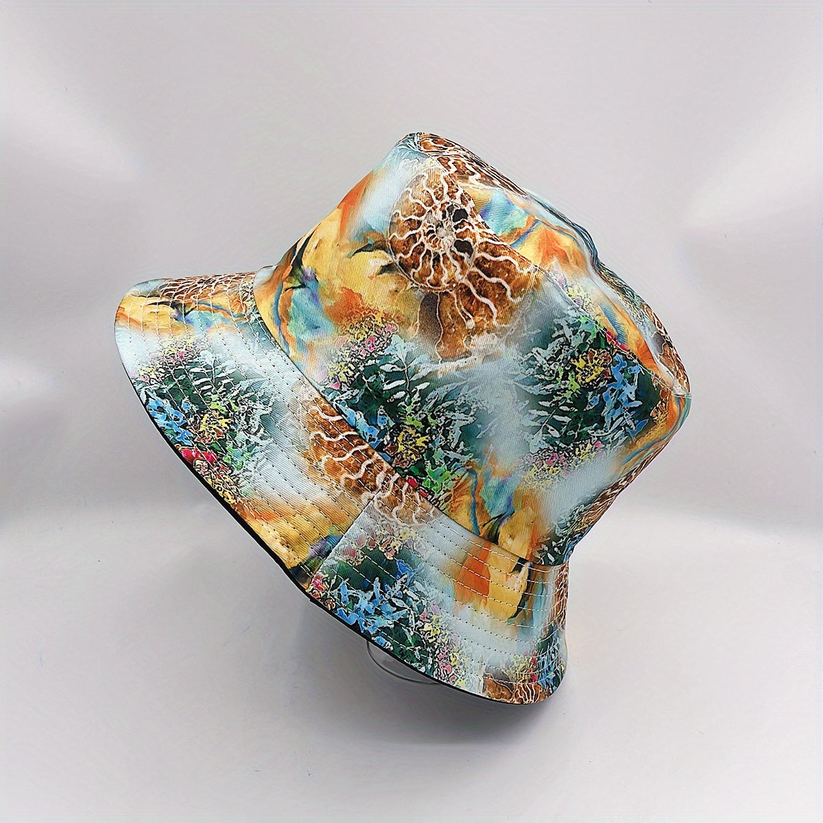 Under Sea Print Reversible Cotton Basin Hat UV Protection Travel Beach Hats