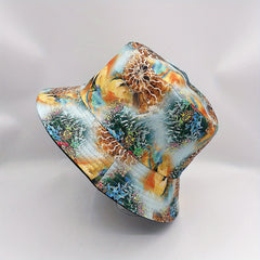 Under Sea Print Reversible Cotton Basin Hat UV Protection Travel Beach Hats