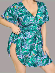 Women's Plus Size Tropical Print Tankini Set