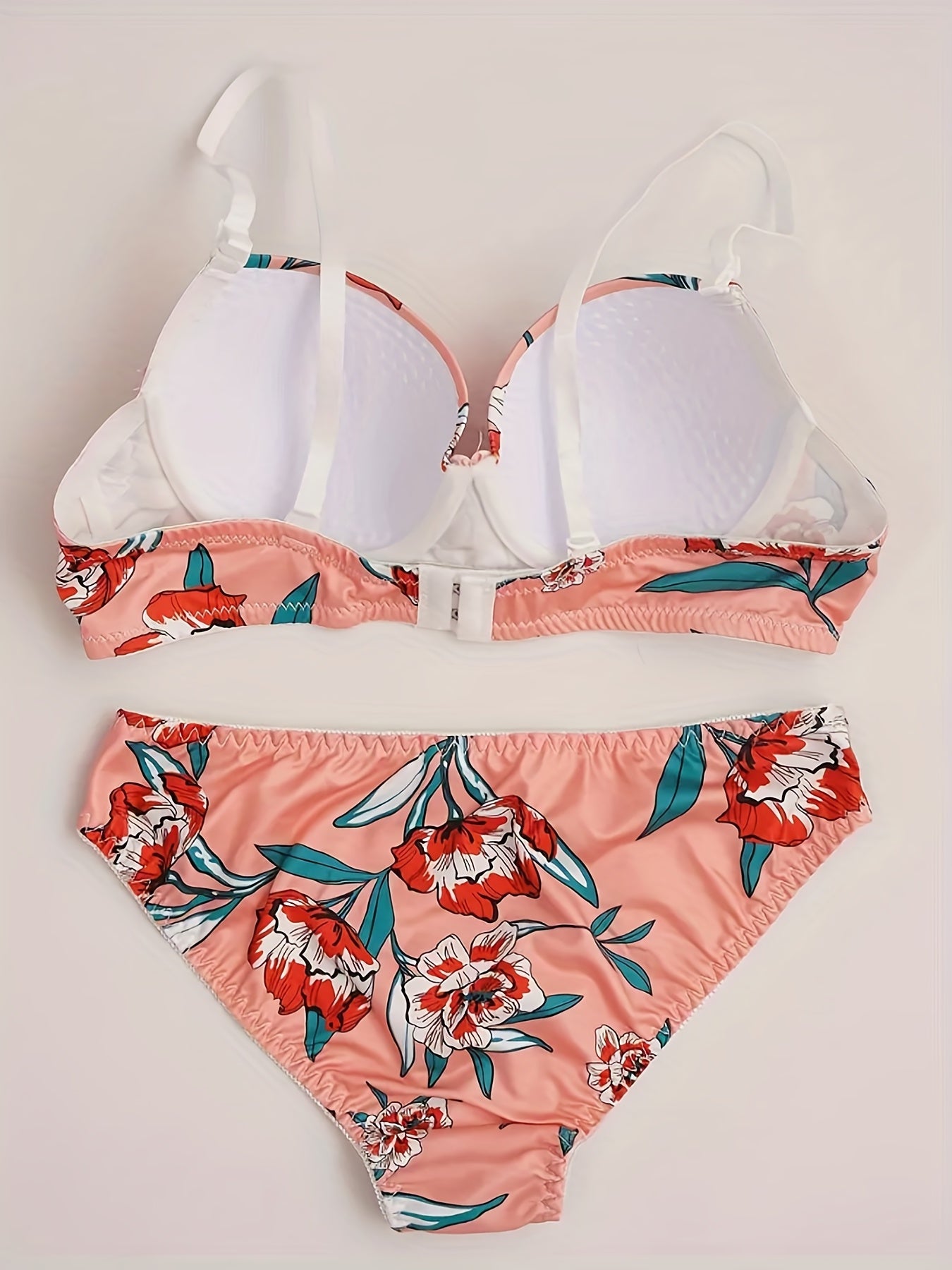 Floral Print Push Up Bra & Panties Set