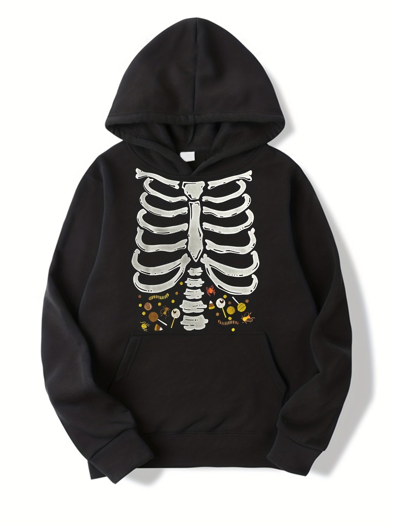 Halloween Pumpkin Skeleton Print Boys Hoodie