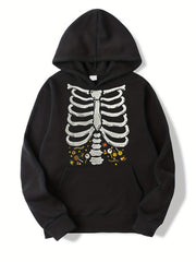 Halloween Pumpkin Skeleton Print Boys Hoodie