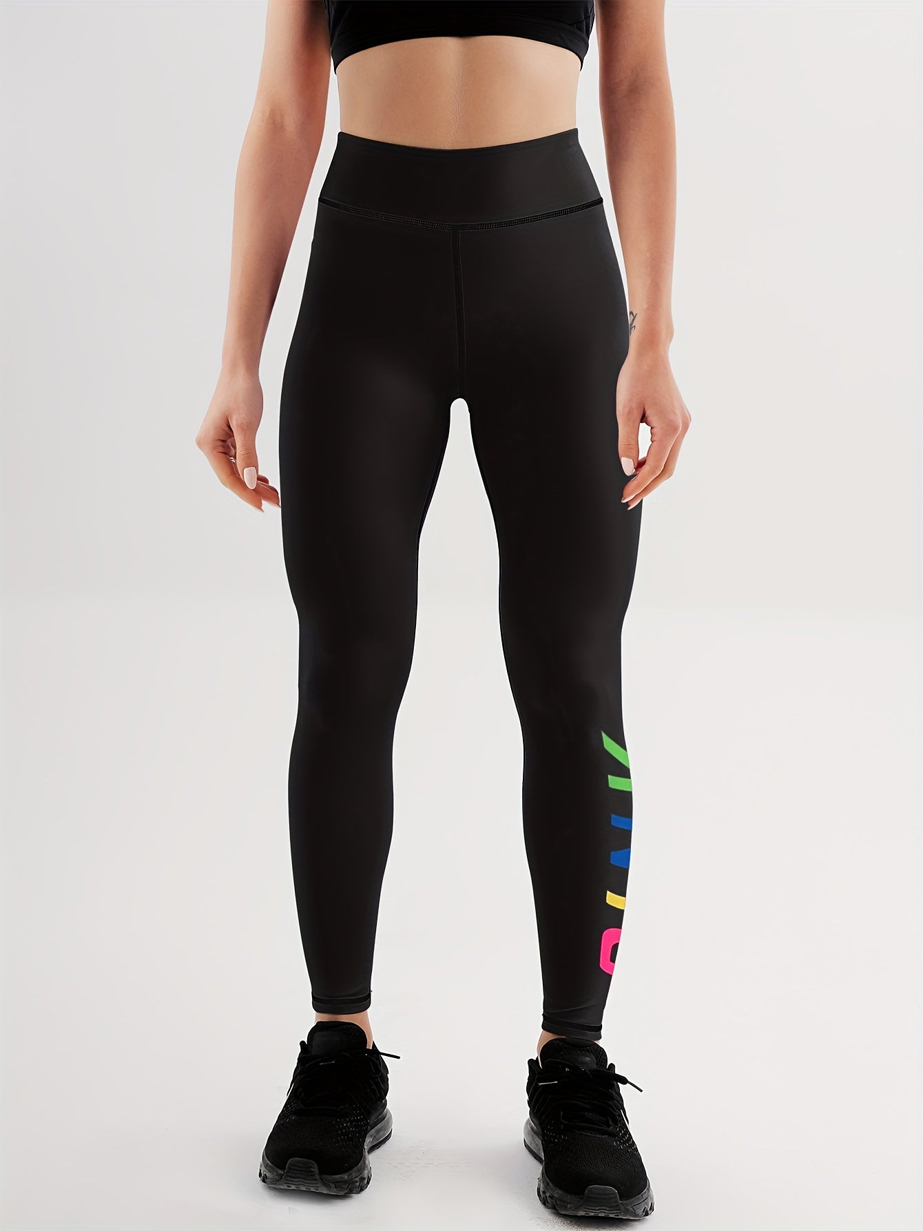 Letter Print Yoga Pants High Stretch Leggings