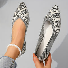 Women's Knit Pointed Toe Flats Soft Sole Slip On Walking Shoes