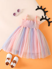 Baby Girls Rainbow Sleeveless Mesh Dress Clothes