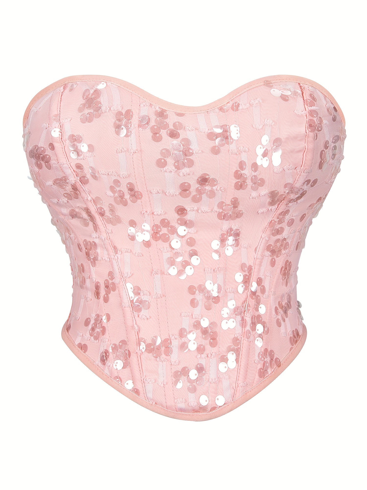Sequin Strapless Corset Bustier Tummy Control Lace Push Up Body Shaper