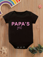 Baby Girls Casual Papa's Girl Short Sleeve Onesie Clothes