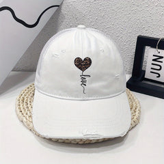 Leopard Print Distressed Baseball Cap for Women