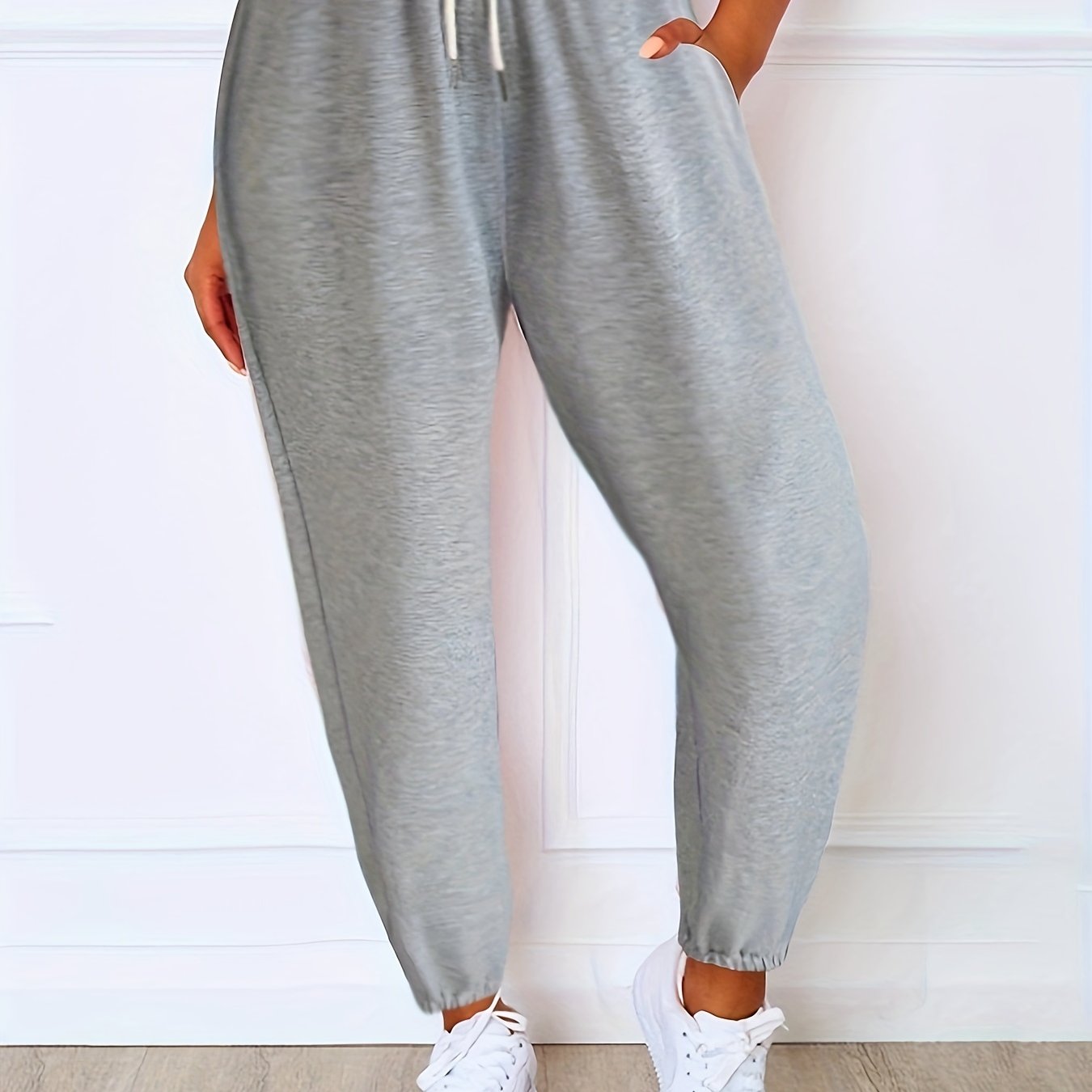 Women's Athleisure Elastic Waist Sweatpants Drawstring Solid Casual Pants