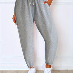Women's Athleisure Elastic Waist Sweatpants Drawstring Solid Casual Pants