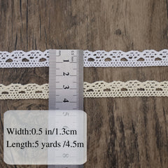 5 Yards Cotton Lace Trim Ribbon for Bridal Wedding Decoration DIY Craft