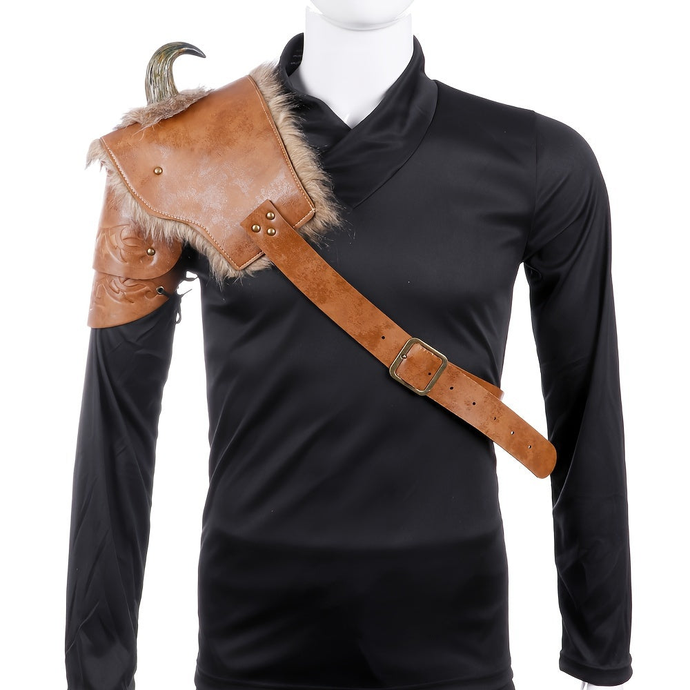Vintage Brown Viking Shoulder Armor Halloween Cosplay Props