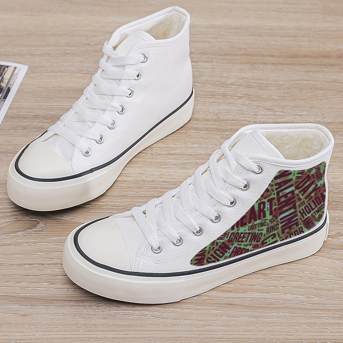 Girl's Love Heart High Top Skate Shoes Non Slip Lace Up Sneakers