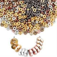 500Pcs 6mm Metal Flat Round Beads 8 Types Metallic Disc Spacer