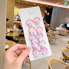 10pcs Children's Rubber Hair Band Large Hair Rope Sweet Bow Hair Ties