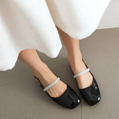 Low Heel Mary Jane Square Toe Slingback Shoes