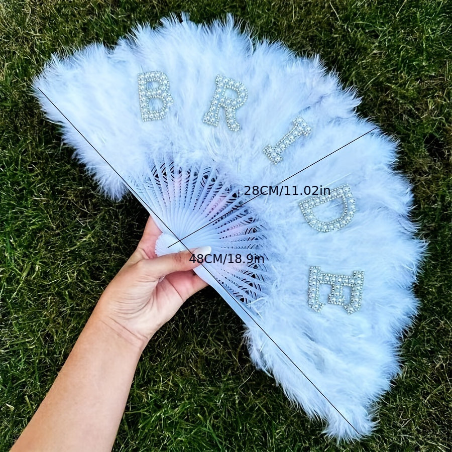 Romantic Bride Accessories Feather Folding Fan Heart Shaped Glasses
