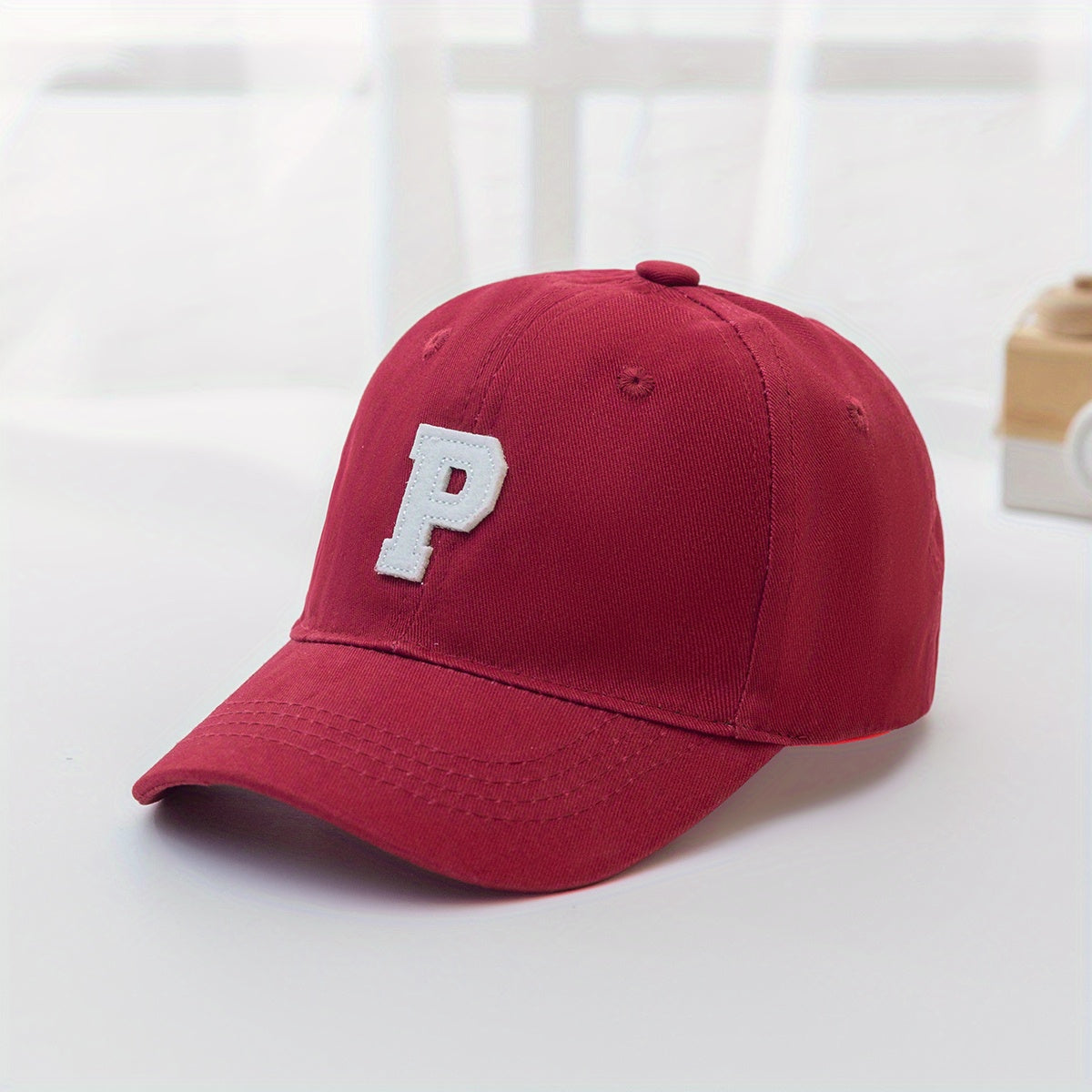 Boys P Letter Embroidered Baseball Cap Adjustable Comfortable Sun Hat