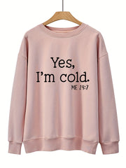 Cold Letter Print Pullover Sweatshirt for Women