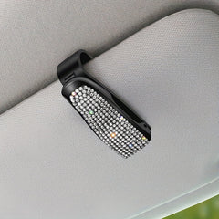 Car Sunshade Clip Rhinestone Decor Visor Glasses Holder
