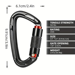25KN Auto Locking Climbing Carabiner Clip for Rock Climbing