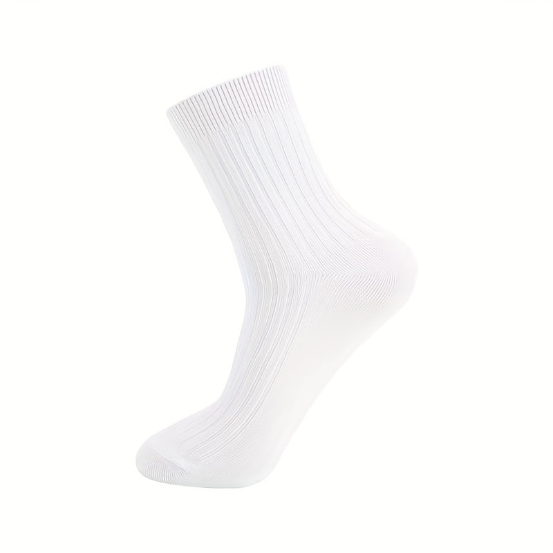Men's Striped Crew Socks, Moisture Wicking, All Season, 5 Pairs